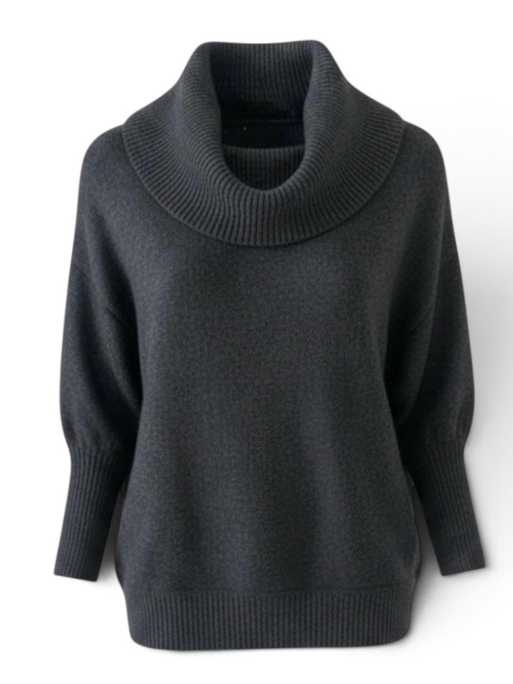 Express Charcoal Grey Cowl Neck 3/4 Sleeve Angora Blend Knit Sweater Size Small